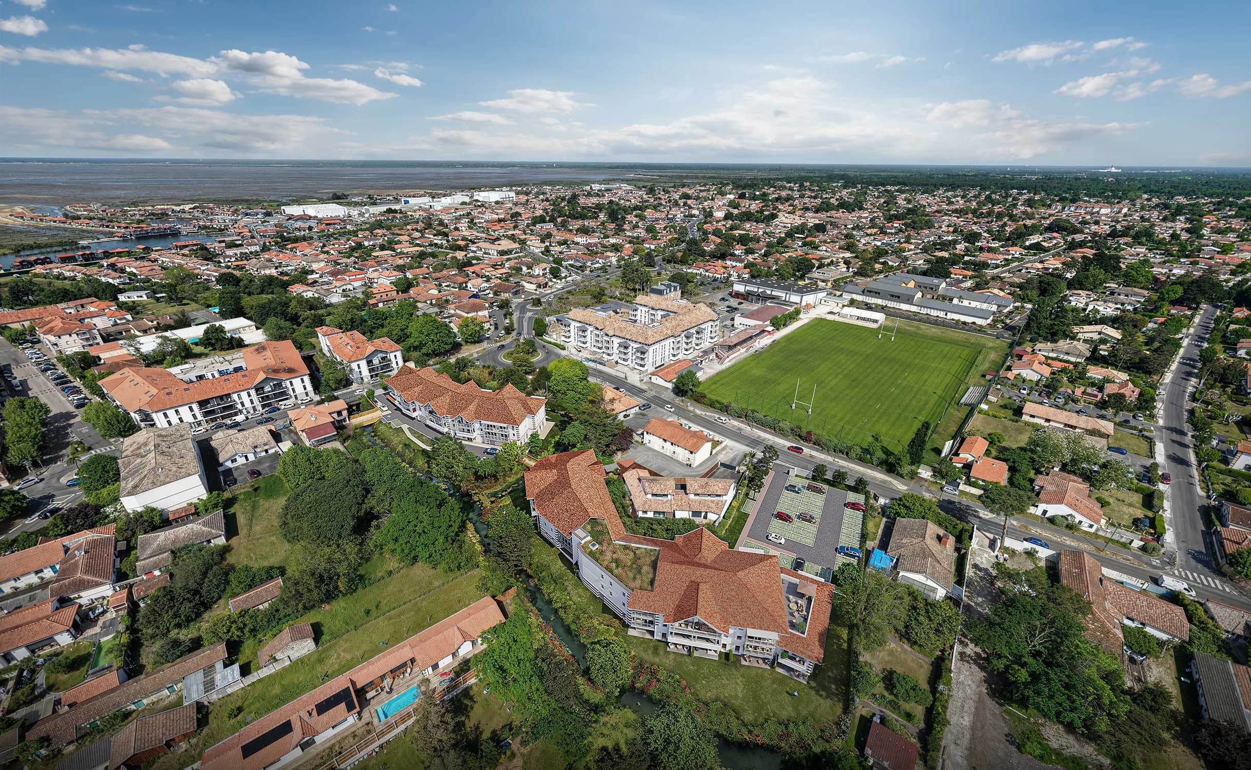 Vue aérienne 3D du programme Villa Mauresca à Gujan-Mestras