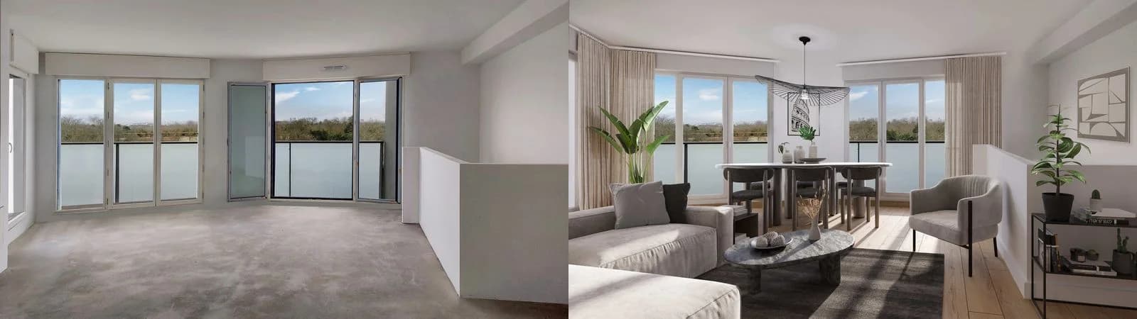 Comparatif avant après du lot 145 à Charenton par Vizion Studio
