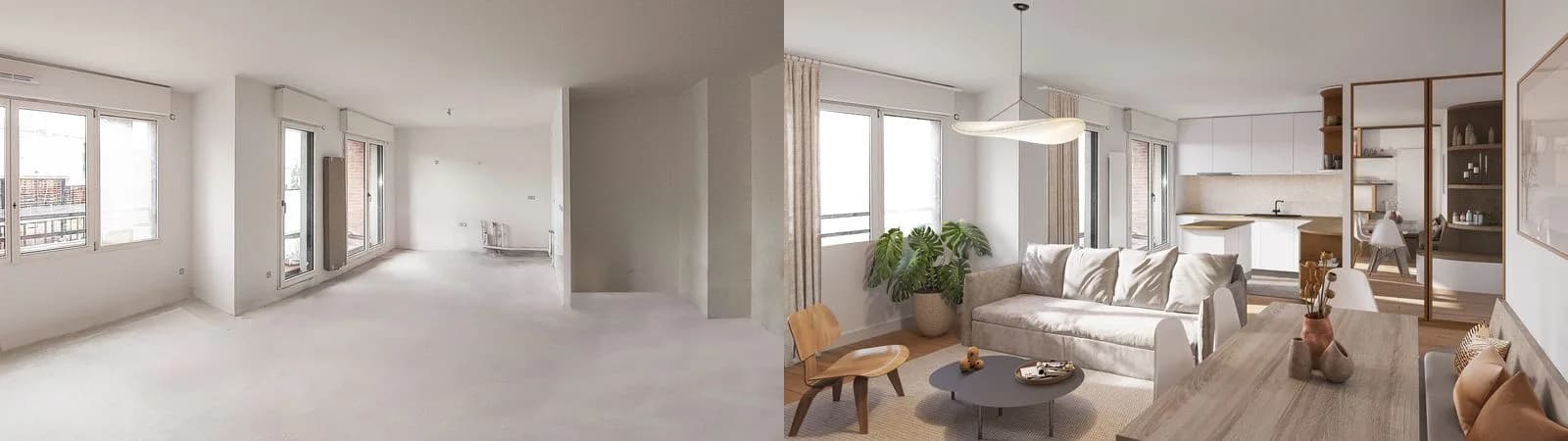 Comparatif avant après du lot 215 à Charenton par Vizion Studio