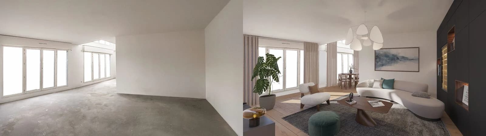 Comparatif avant après du lot 241 à Charenton par Vizion Studio