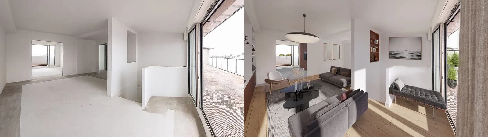 Comparatif avant après du lot 246 à Charenton par Vizion Studio