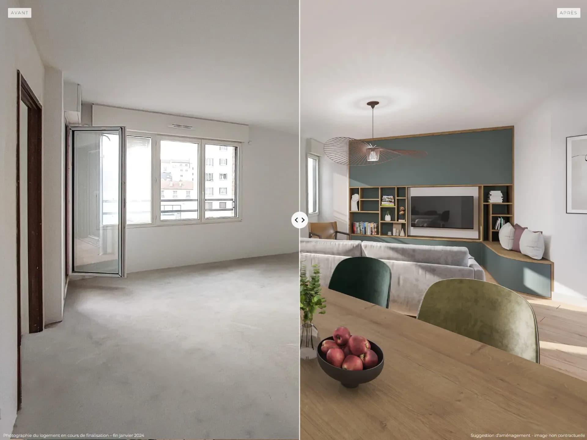 Comparatif avant / après d'une rénovation en 3D