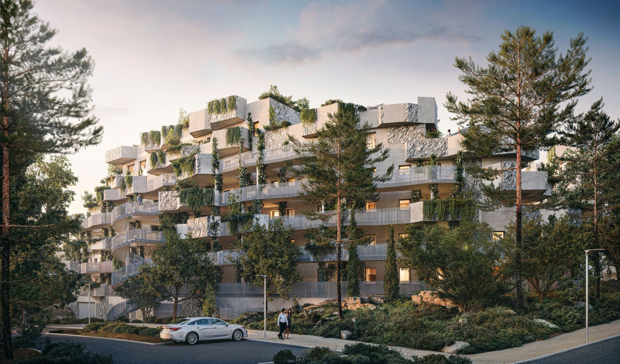 Perspective 3D extérieure d'un programme immobilier