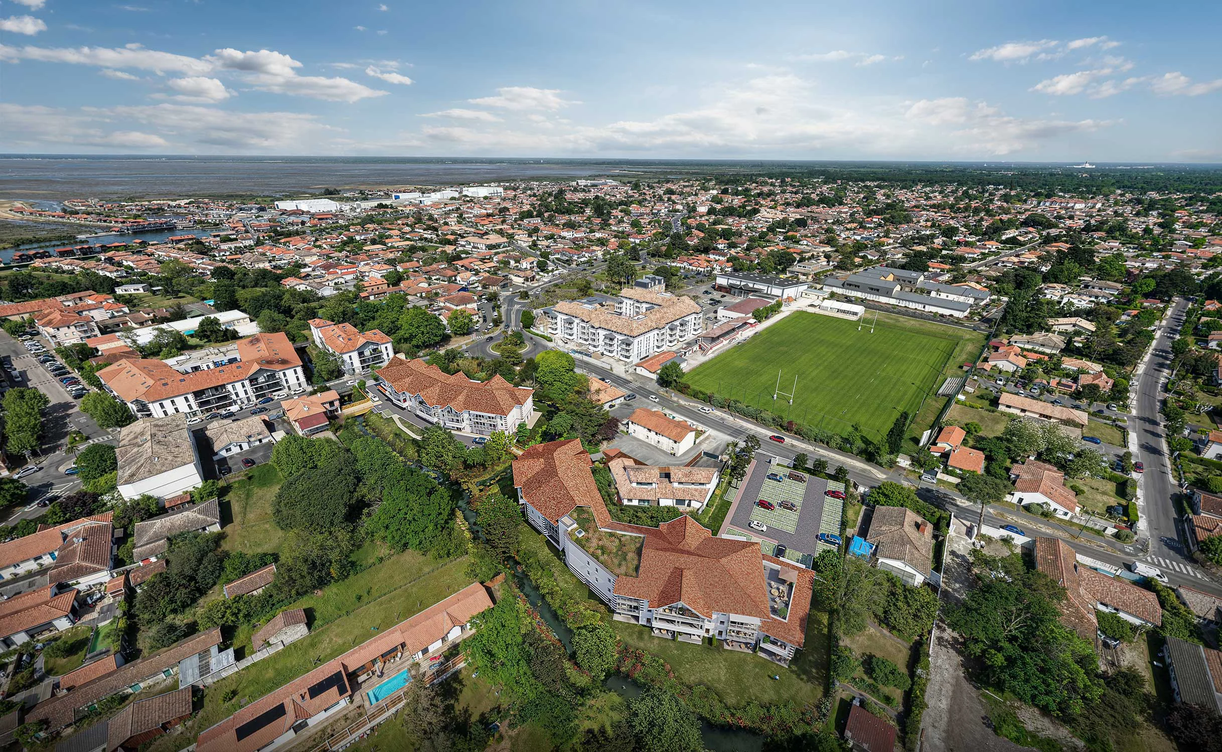 Vue aérienne 3D du programme Villa Mauresca à Gujan-Mestras