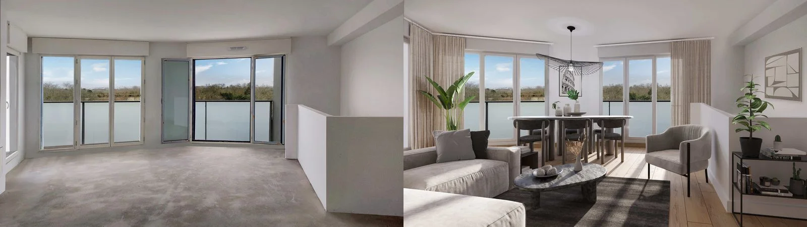Comparatif avant après du lot 145 à Charenton par Vizion Studio