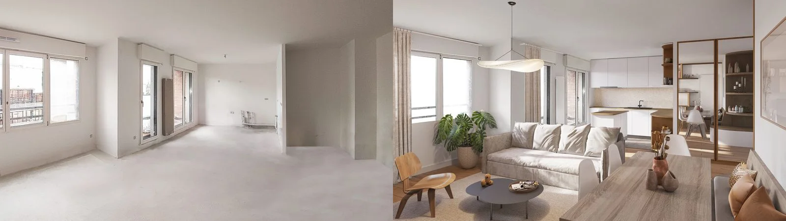 Comparatif avant après du lot 215 à Charenton par Vizion Studio