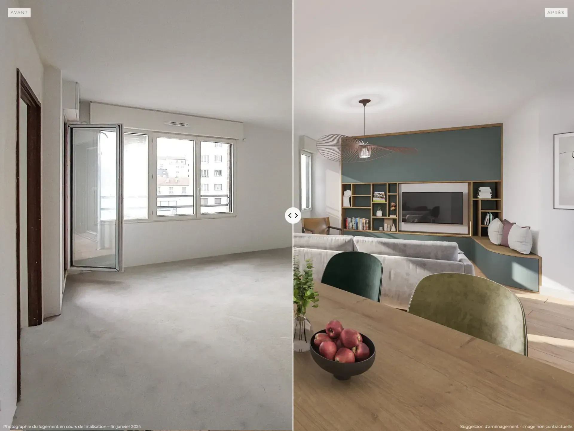 Comparatif avant / après d'une rénovation en 3D