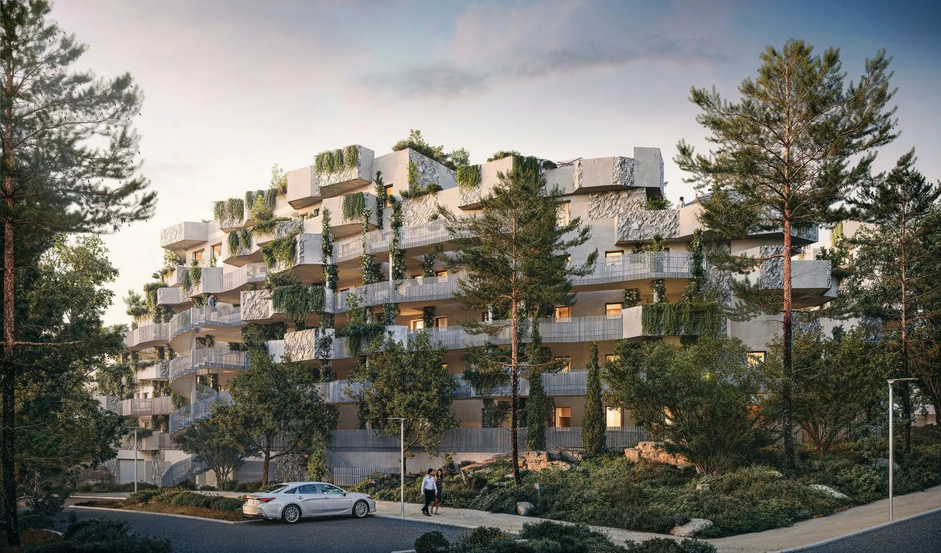 Perspective 3D extérieure d'un programme immobilier