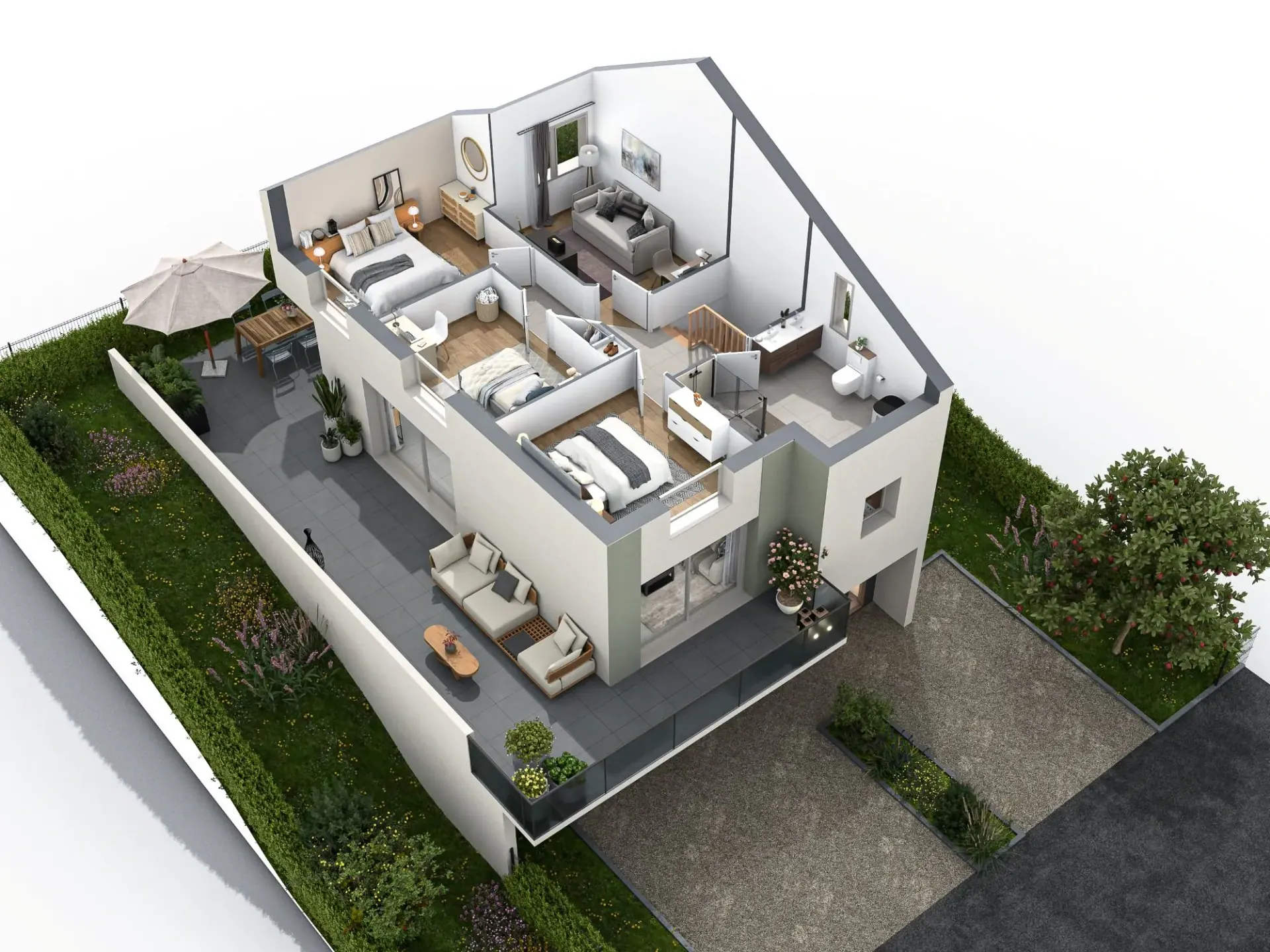Plan 3D meublé d'un logement