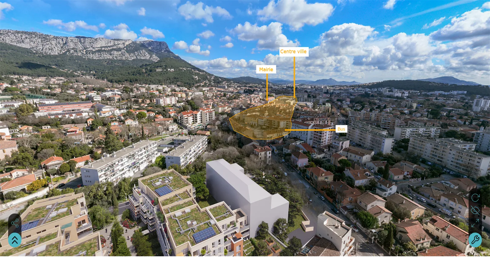 Panorama 360 aérien annoté du projet Anatole France par Vizion Studio