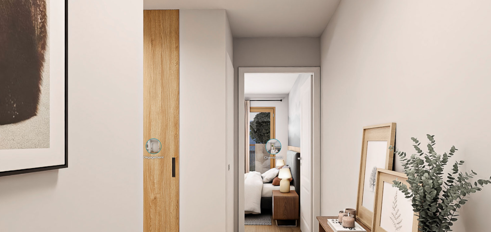 Intérieur élégant avec éclairage naturel et décor moderne.